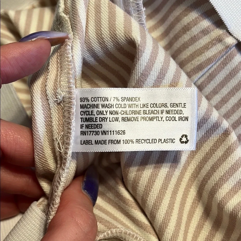 a new day Pull on pants White and‎ Tan thin vertical stripes neutral classic - Picture 10 of 12